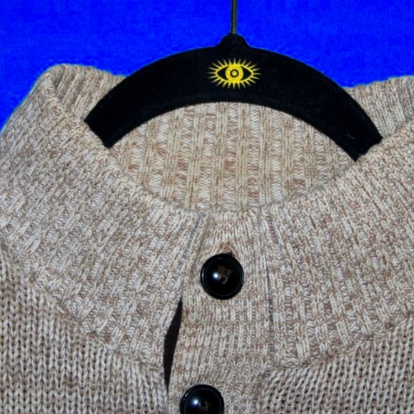 Chaps Mock Neck Sweater - Men's Size L - Tan Knit - Elbow Patches - Picture 6 of 13